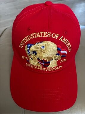 United States of America 250th Anniversary Red Embroidered Cap